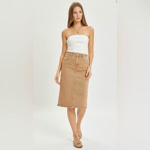 Classic Tan Denim Skirt
